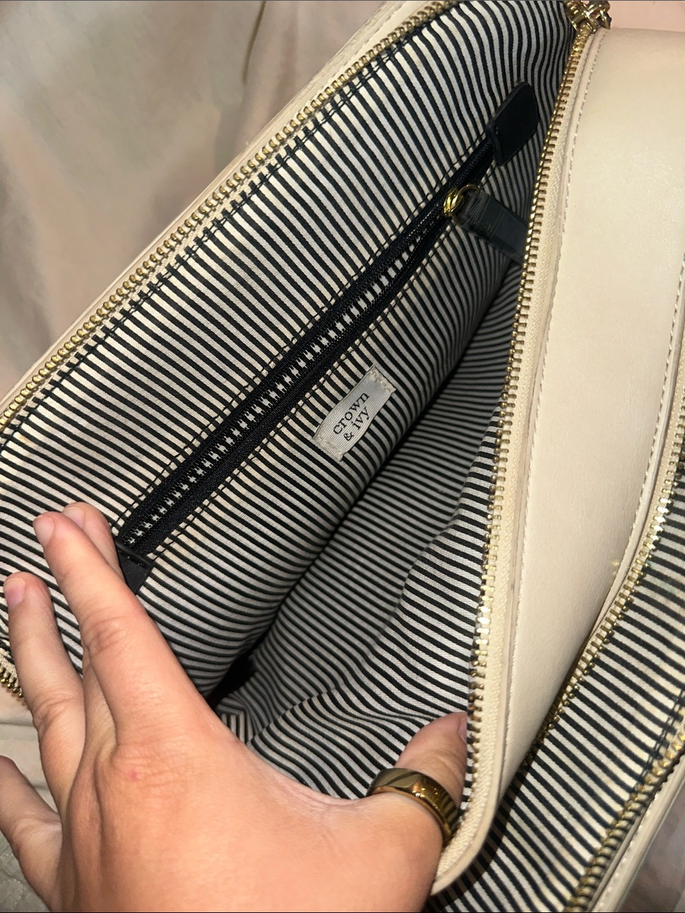 crown & ivy Black and White Two-Tone Satchel - Picture 3 of 5